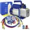 Air Vacuum Pump AC Manifold Gauge Set Single Stage Rotary Vane For Auto Repair Maintenance 10