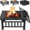 Outdoor Fire Pit Wood Burning Metal Fireplace With Poker Cover Ideal For Backyard Gatherings 12