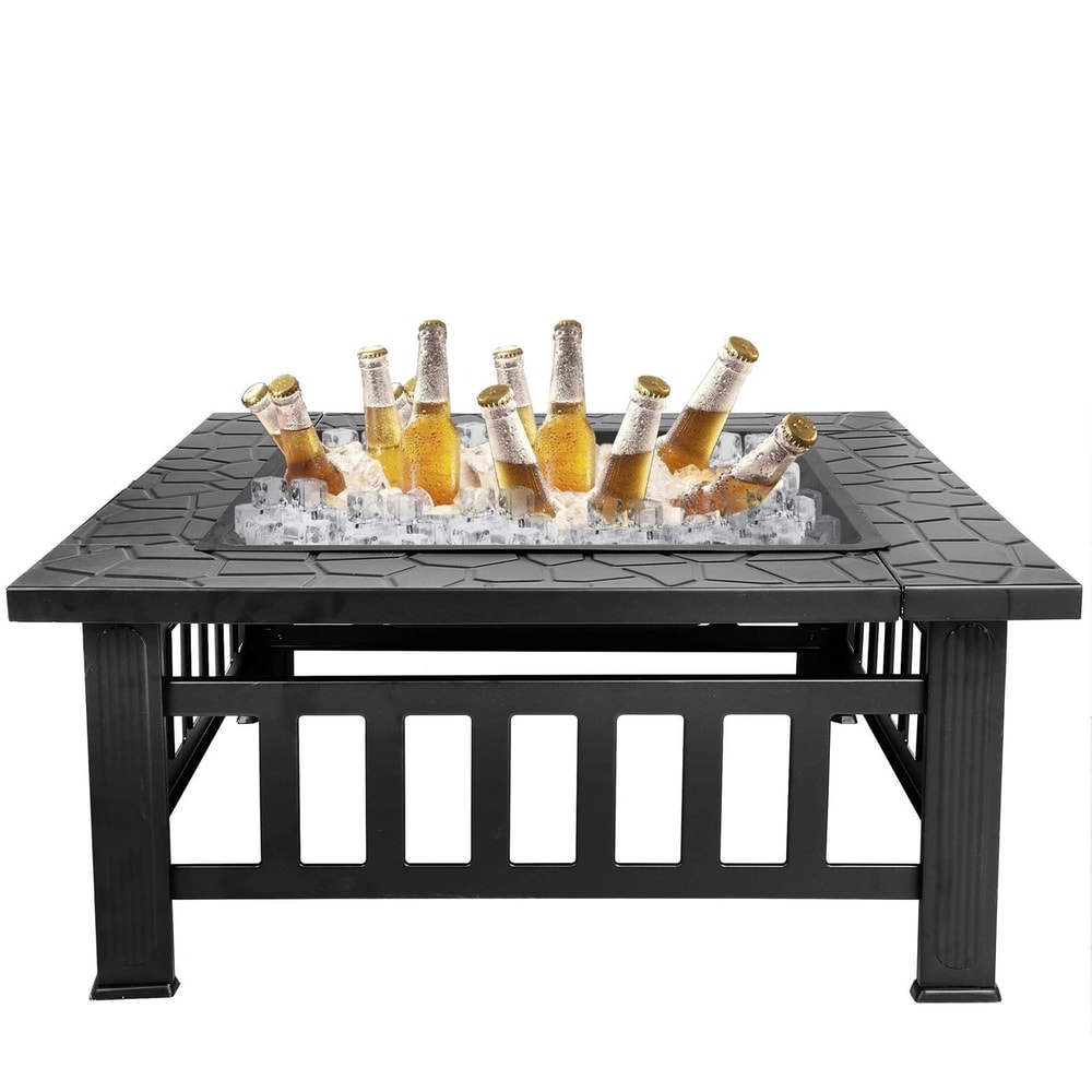 Outdoor Fire Pit Wood Burning Metal Fireplace With Poker Cover Ideal For Backyard Gatherings 2