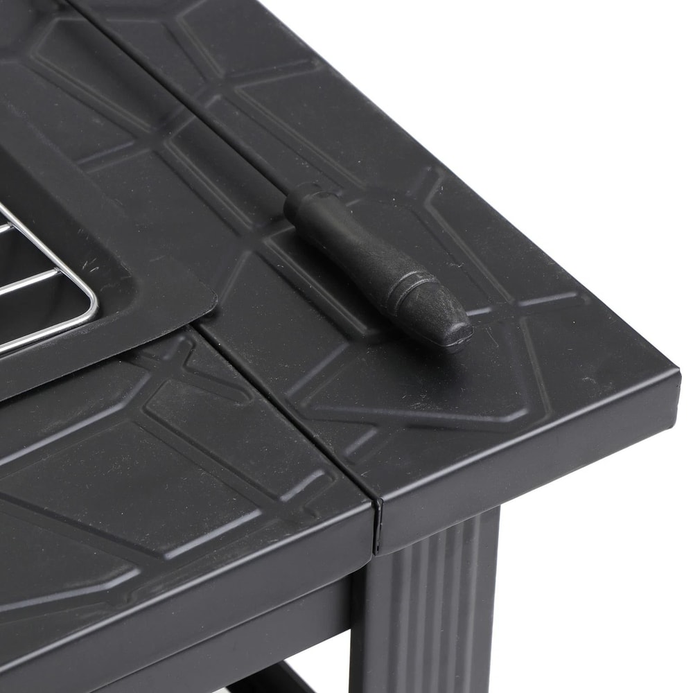 Outdoor Fire Pit Wood Burning Metal Fireplace With Poker Cover Ideal For Backyard Gatherings 6