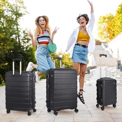 premium expandable luggage set lightweight spinner travel suitcases