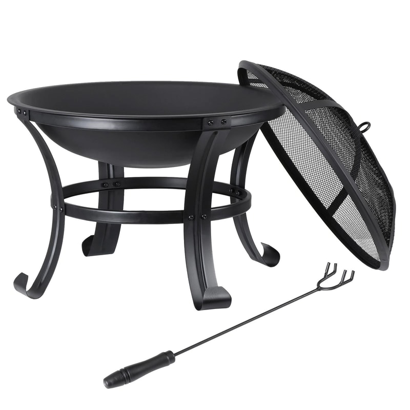 Outdoor Wood Burning Fire Pit With Mesh Lid And Fire Picker Perfect For Backyard BBQs And Outdoor G 5