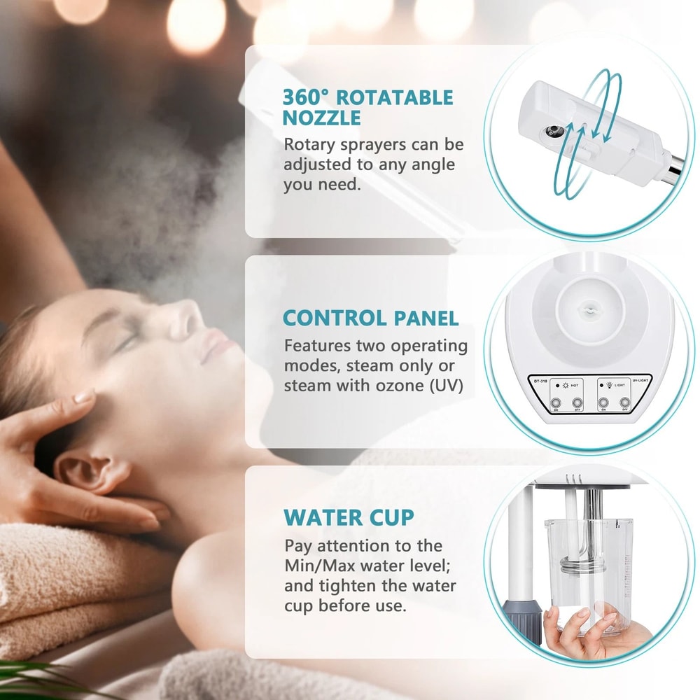 2in1 Professional Ionic Ozone Facial Steamer With Magnifying Lamp 18