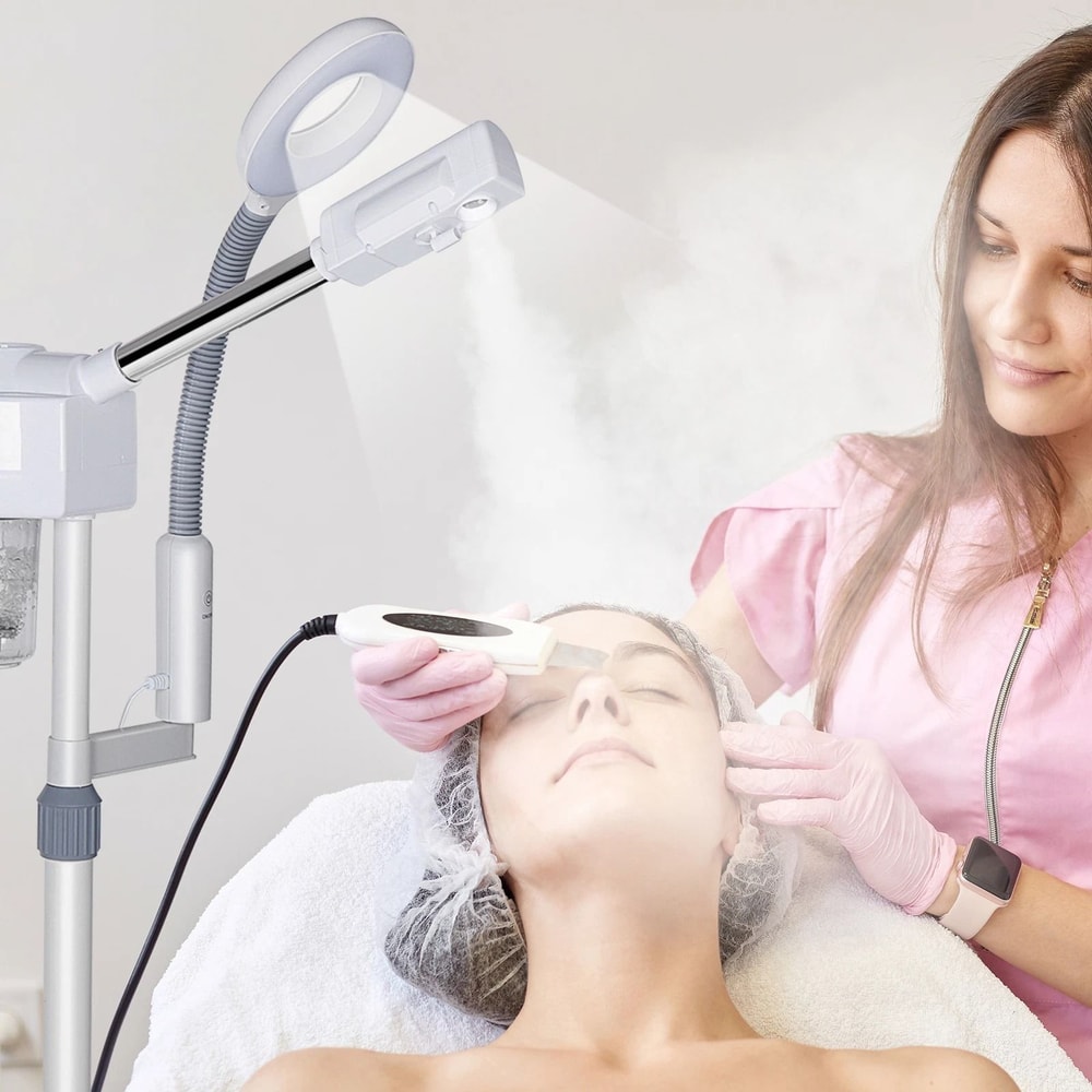 2in1 Professional Ionic Ozone Facial Steamer With Magnifying Lamp 0