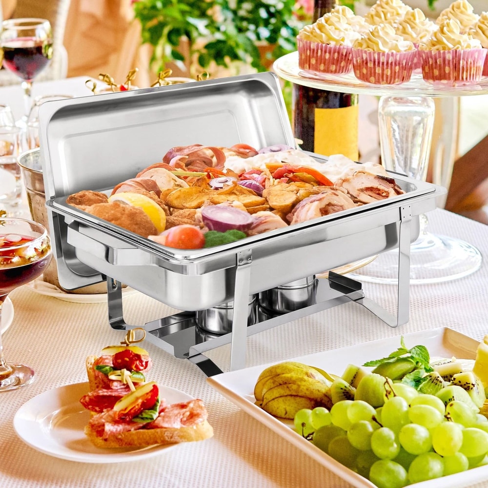 Premium Stainless Steel Chafing Dish Buffet Set With Water Pan Fuel Holder 0