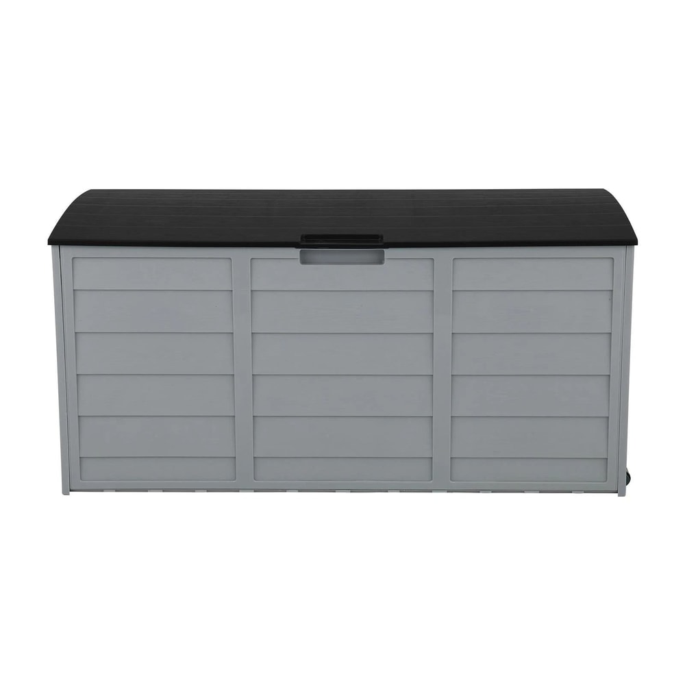 Garden Storage Box 75 Gallon Outdoor Tool Case With Cushion Organizer And Wheels Black Durable Easy 7