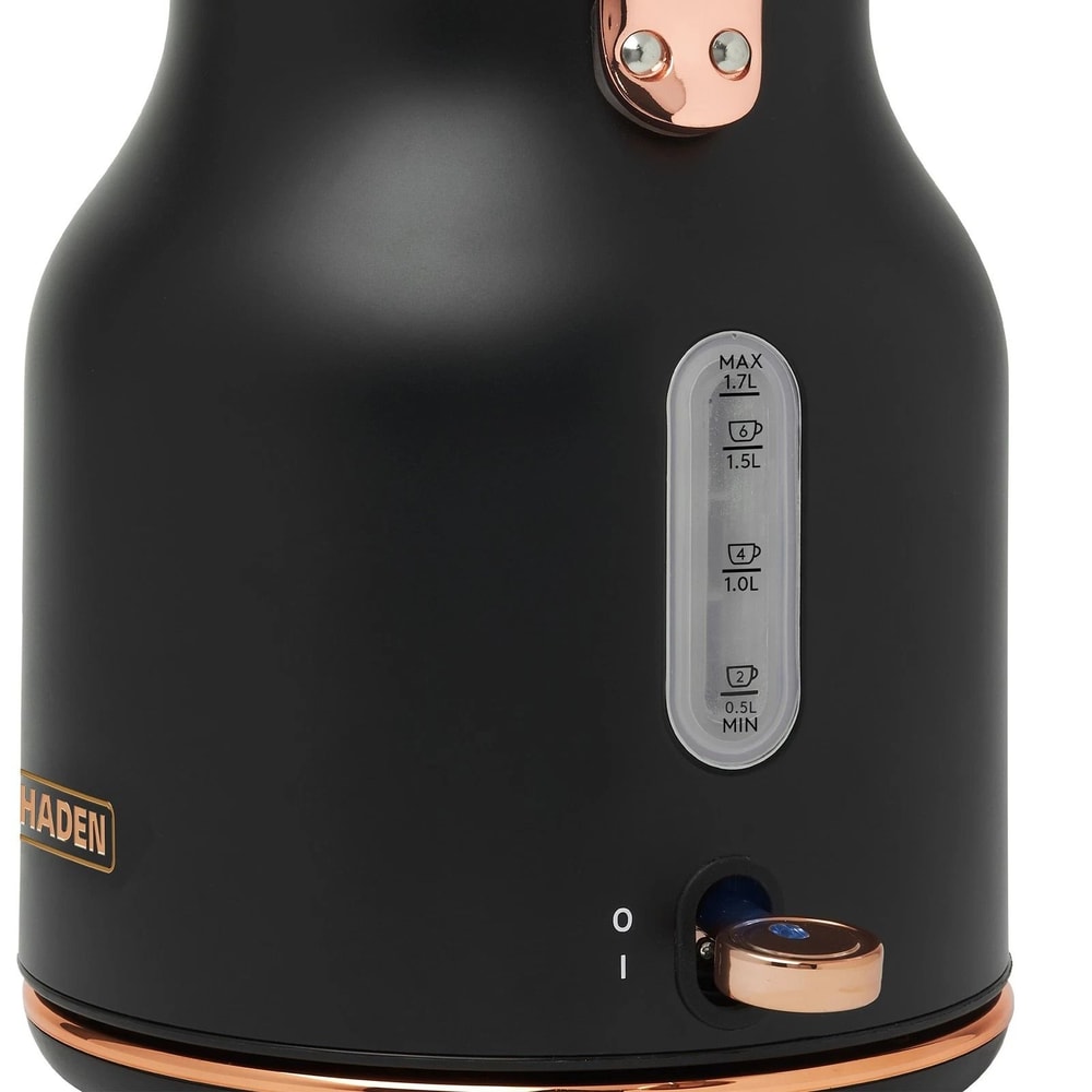 Haden Heritage 4 Slice Toaster Electric Kettle Set Black Copper Stylish Kitchen Duo 4