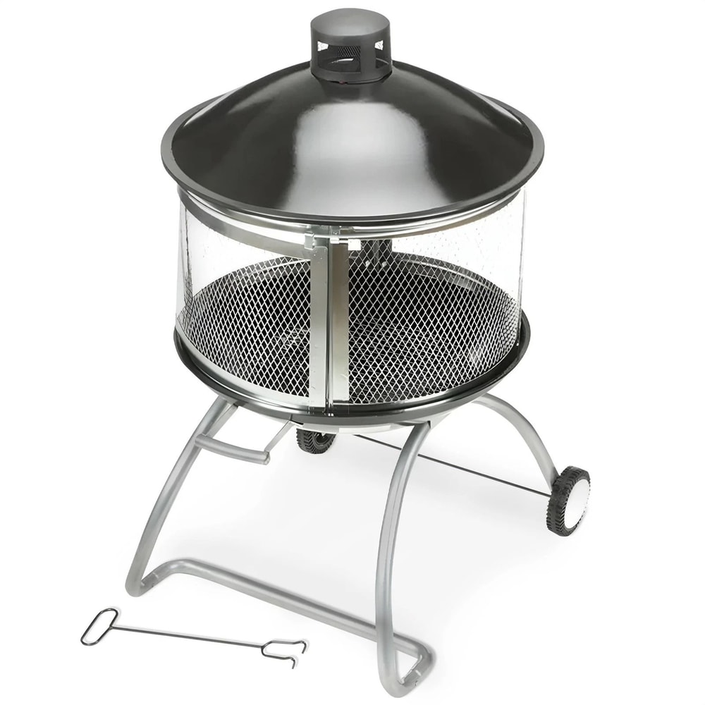 Four Seasons Courtyard Portable Fire Pit Outdoor Fireplace With Sliding Door 9