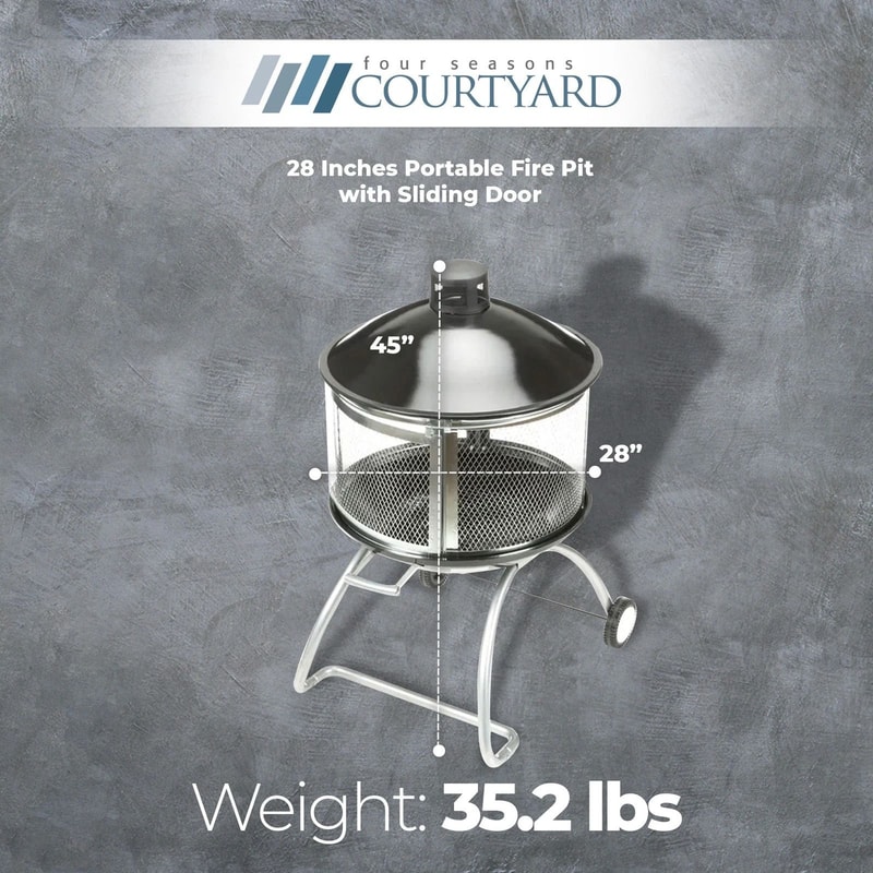 Four Seasons Courtyard Portable Fire Pit Outdoor Fireplace With Sliding Door 7