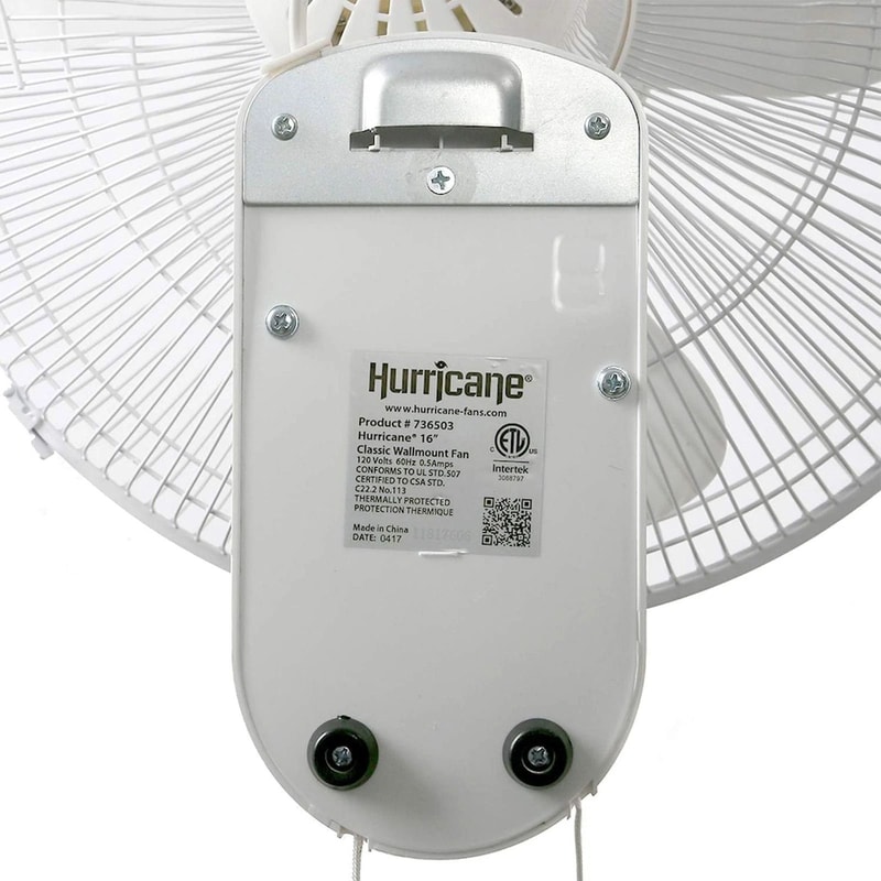 Hurricane Classic Wall Mounted Fan 3 Speed Oscillating White Quiet Cooling Solution 0