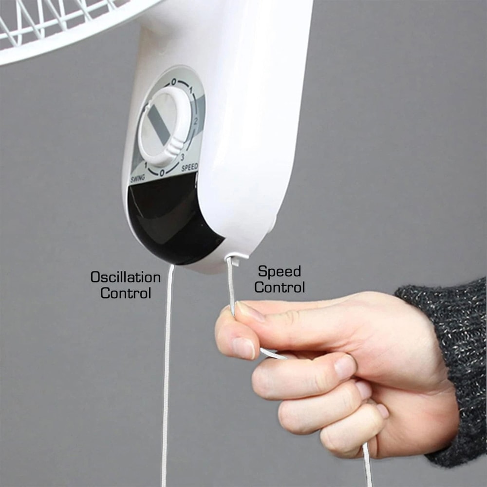 Hurricane Classic Wall Mounted Fan 3 Speed Oscillating White Quiet Cooling Solution 2