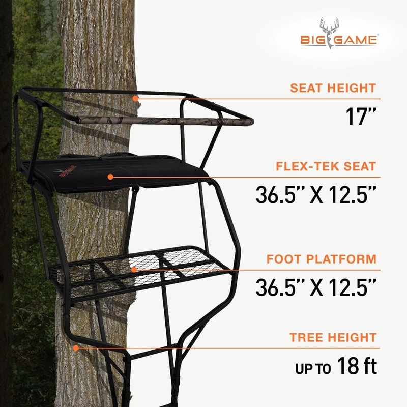 Big Game Guardian 2 Person Ladder Tree Stand Durable Hunting Climbing Stand 5