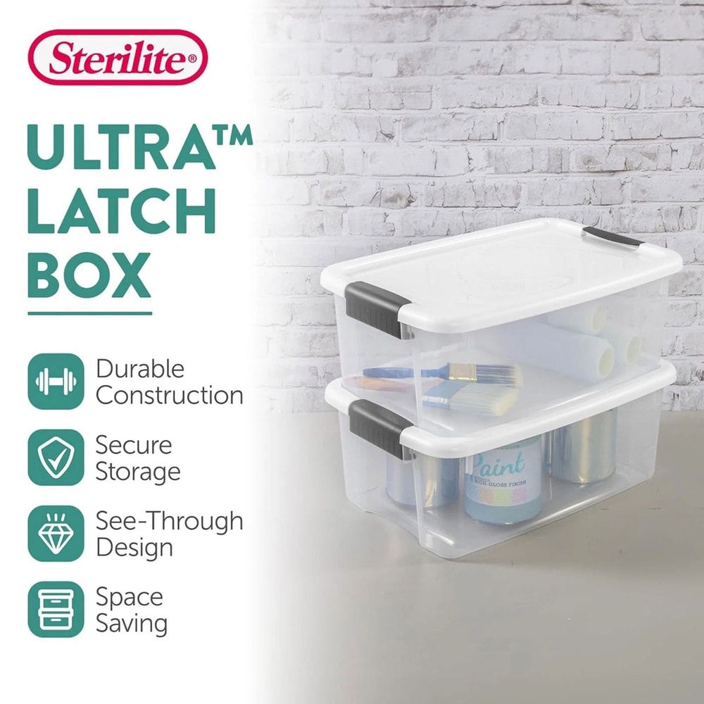 Sterilite Qt Clear Plastic Stackable Storage Bins With White Latch Lid 6