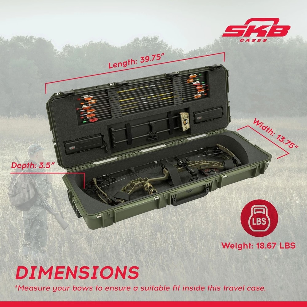SKB ISeries Green Hard Exterior Parallel Limb Bow Case With Lock 1