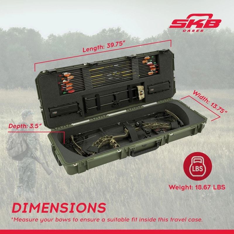 SKB ISeries Green Hard Exterior Parallel Limb Bow Case With Lock 1