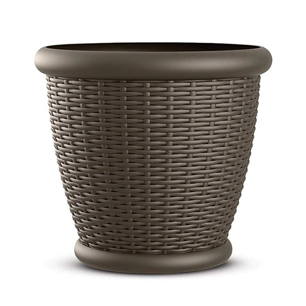 Suncast Willow Decorative Wicker Patio Planter Pot 5