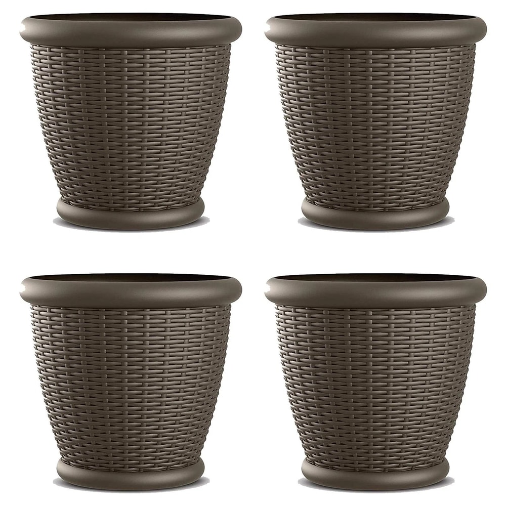 Suncast Willow Decorative Wicker Patio Planter Pot 8