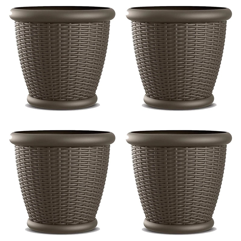 Suncast Willow Decorative Wicker Patio Planter Pot 8