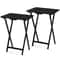 PJ Wood Folding TV Tray Collapsible Portable Snack Tables Black 0