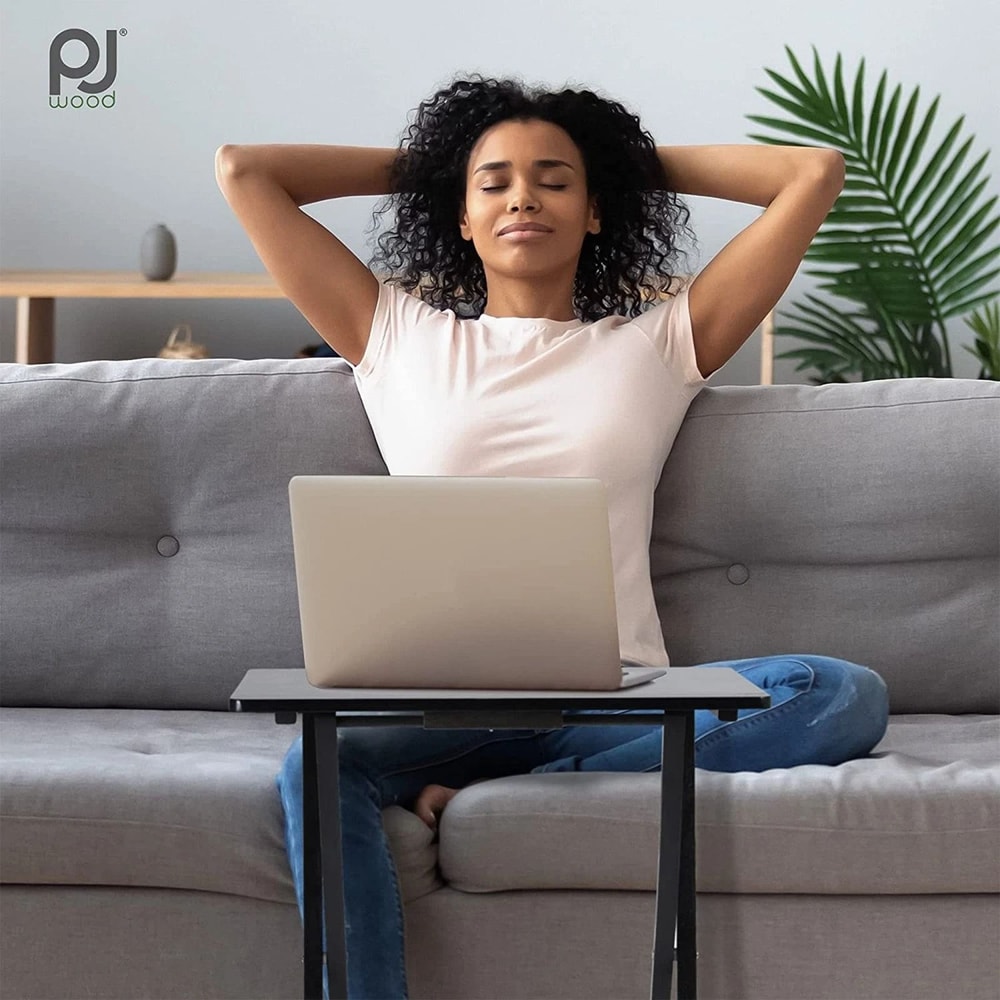 PJ Wood Folding TV Tray Collapsible Portable Snack Tables Black 5