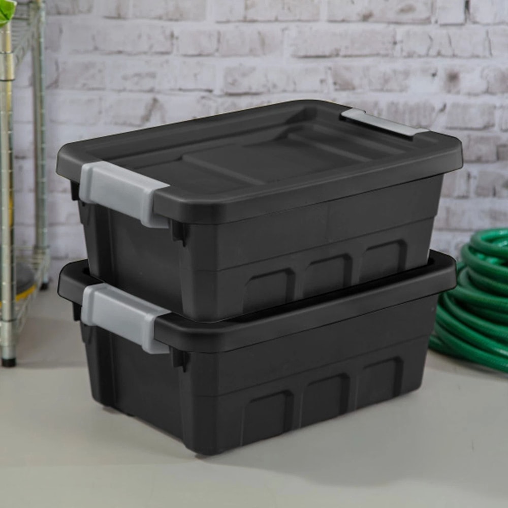 Sterilite Industrial Storage Totes Black With Latch Clip Lids 4