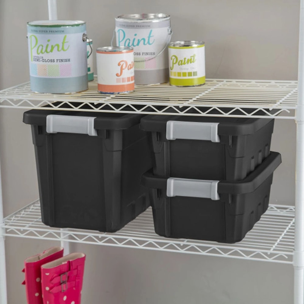 Sterilite Industrial Storage Totes Black With Latch Clip Lids 5