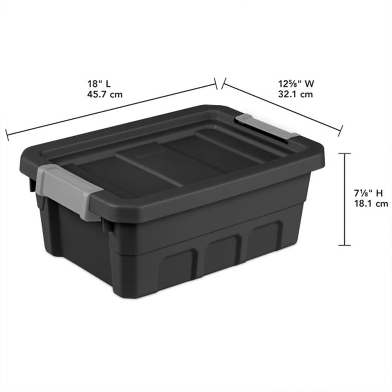Sterilite Industrial Storage Totes Black With Latch Clip Lids 6