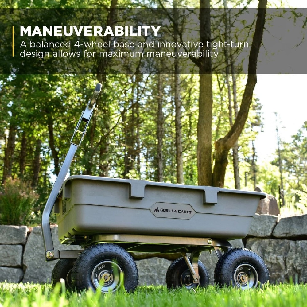 Gorilla Carts Capacity Heavy Duty Poly Yard Dump Utility Cart Gray 2