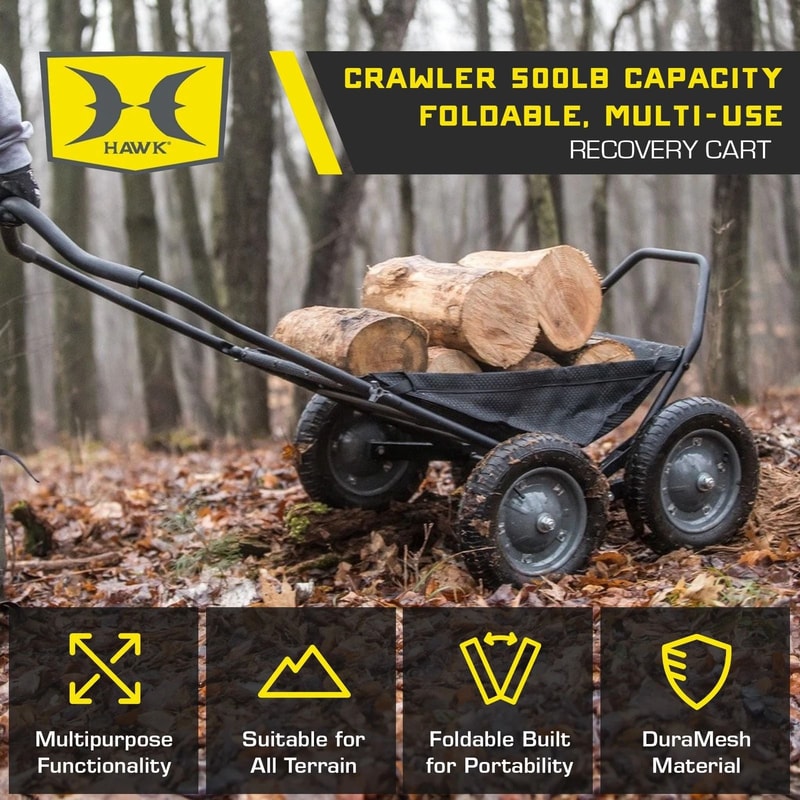 Hawk Crawler Multi Use Folding Cart Hunting Fishing Cart Capacity Black 7
