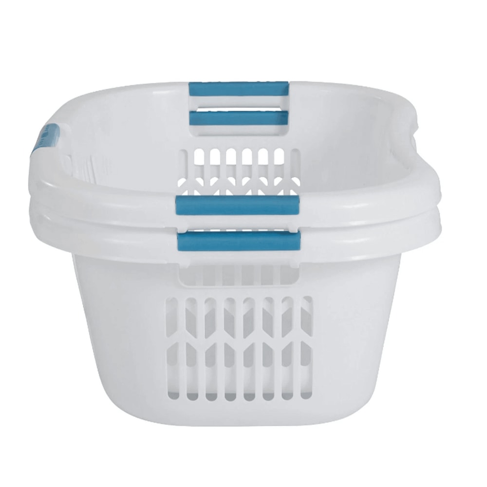 Rubbermaid Bushel Hip Hugger Portable Plastic Laundry Basket White Spacious Durable Storage Soluti 1