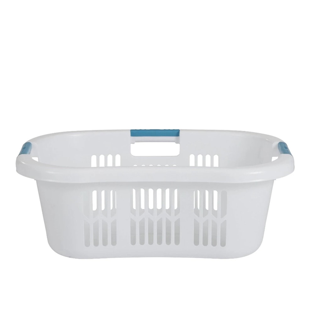 Rubbermaid Bushel Hip Hugger Portable Plastic Laundry Basket White Spacious Durable Storage Soluti 2
