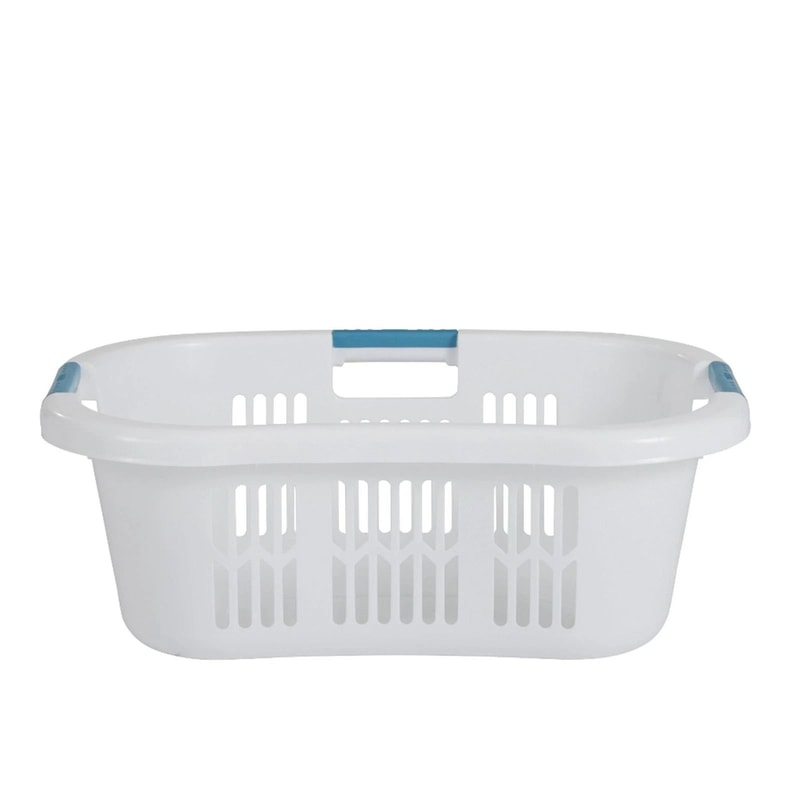 Rubbermaid Bushel Hip Hugger Portable Plastic Laundry Basket White Spacious Durable Storage Soluti 2
