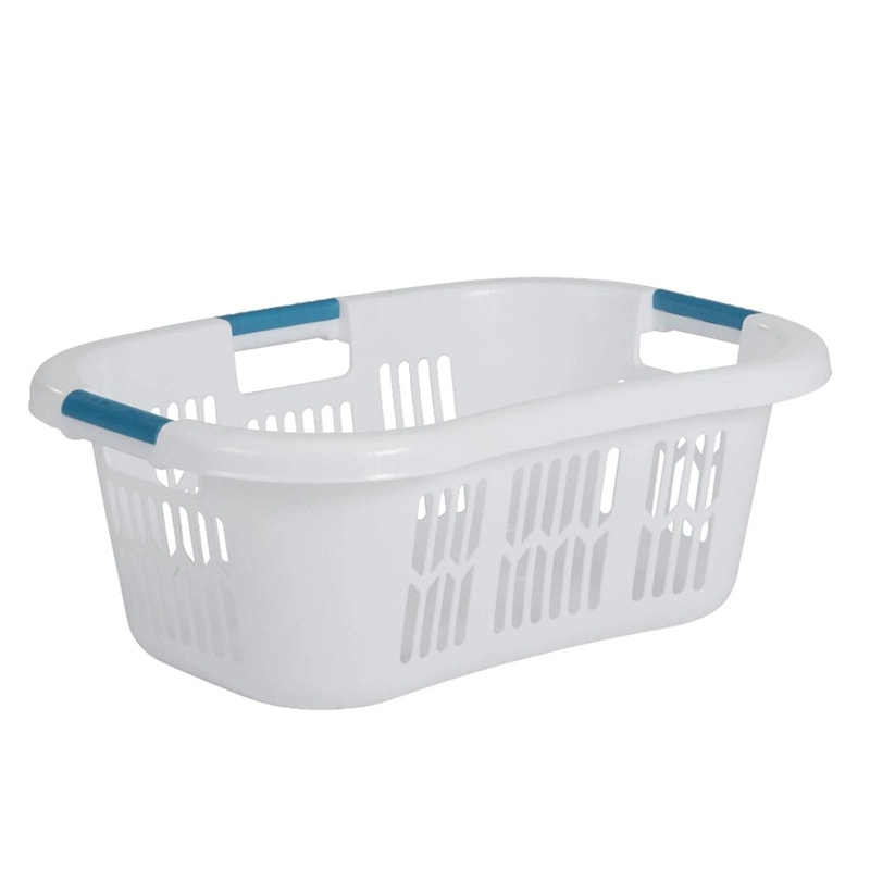 Rubbermaid Bushel Hip Hugger Portable Plastic Laundry Basket White Spacious Durable Storage Soluti 7
