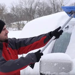snow joe windshield ice scraper & car snow removal broom for winter