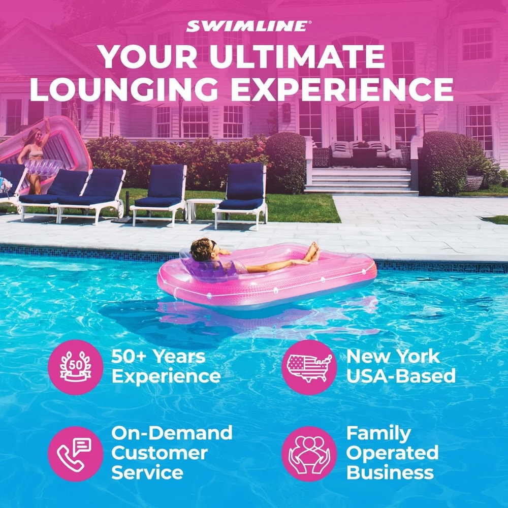 Swimline Classic Edition Inflatable Pool Lounge Suntan Tub Floating Pool Hybrid Lounge Pink 1