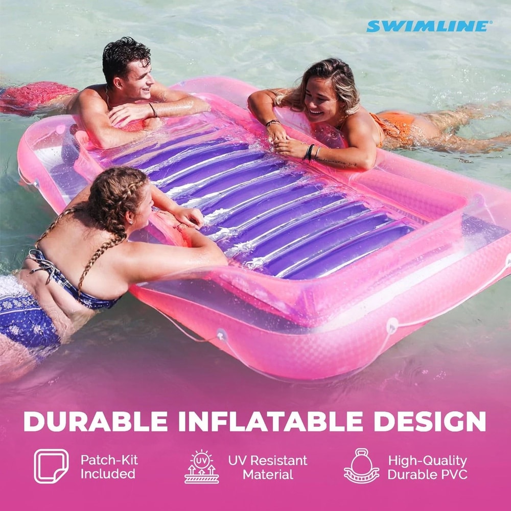 Swimline Classic Edition Inflatable Pool Lounge Suntan Tub Floating Pool Hybrid Lounge Pink 3