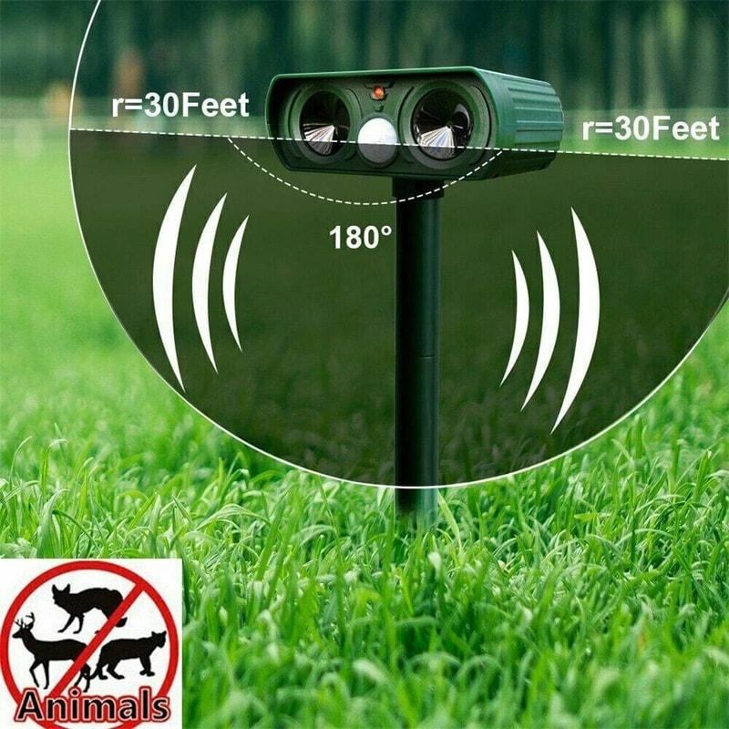 Ultrasonic Solar Powered Animal Repeller Outdoor Pest Control For Cats Mice Deer 4