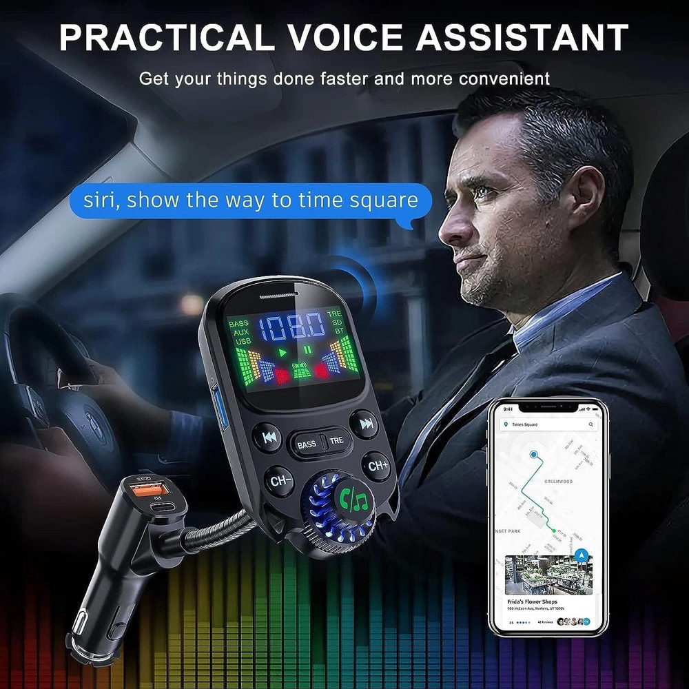 Car Bluetooth FM Transmitter Wireless MP3 Adapter With Hands Free 3 Port Charger For Car 1
