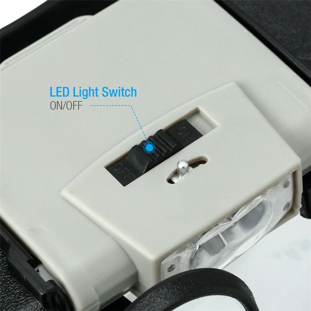 LED Illuminated Magnifying Visor Glasses Headband Magnifier Loupe For Jewelers Crafts And Hobbies 5