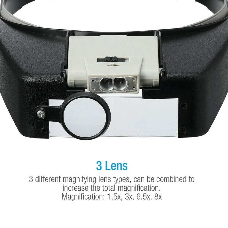 LED Illuminated Magnifying Visor Glasses Headband Magnifier Loupe For Jewelers Crafts And Hobbies 8
