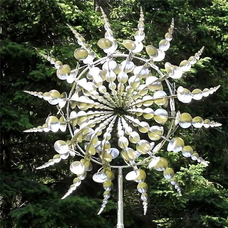 Magical Kinetic Windmill Spinner Garden Sculpture Metal Wind Powered Art For Outdoor Decor 7