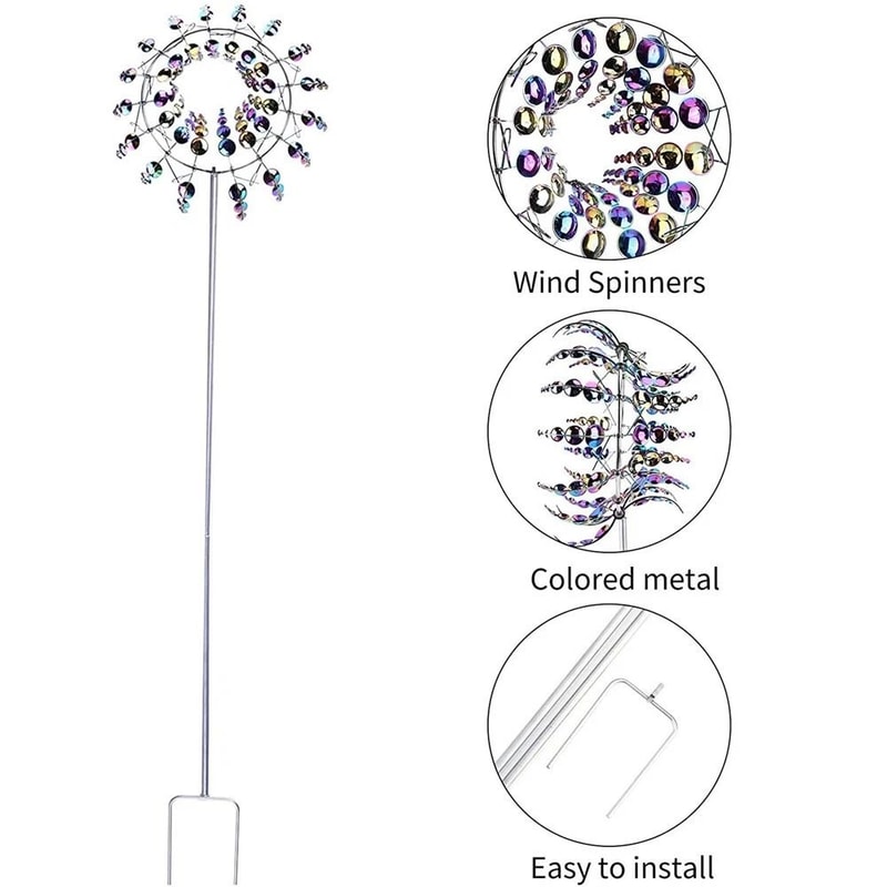 Magical Kinetic Windmill Spinner Garden Sculpture Metal Wind Powered Art For Outdoor Decor 1