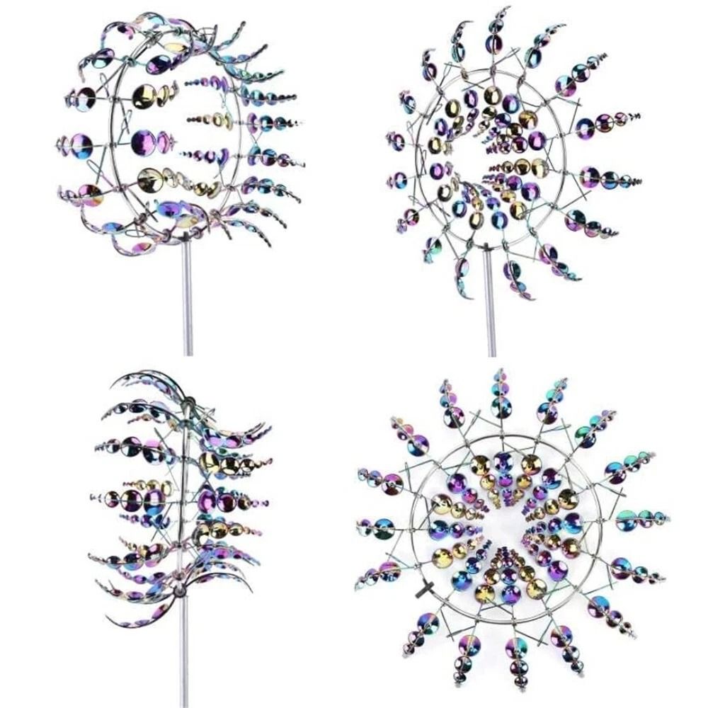 Magical Kinetic Windmill Spinner Garden Sculpture Metal Wind Powered Art For Outdoor Decor 4