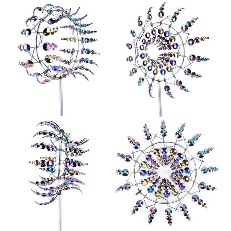 Magical Kinetic Windmill Spinner Garden Sculpture Metal Wind Powered Art For Outdoor Decor 4