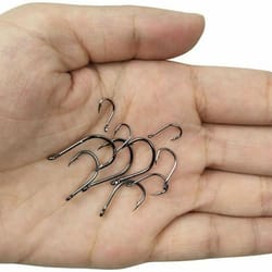 fishing hooks kit with box, black & silver sharpened hooks for angling