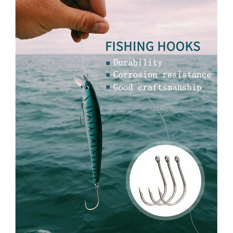 Fishing Hooks Kit With Box Black Silver Sharpened Hooks For Angling 6