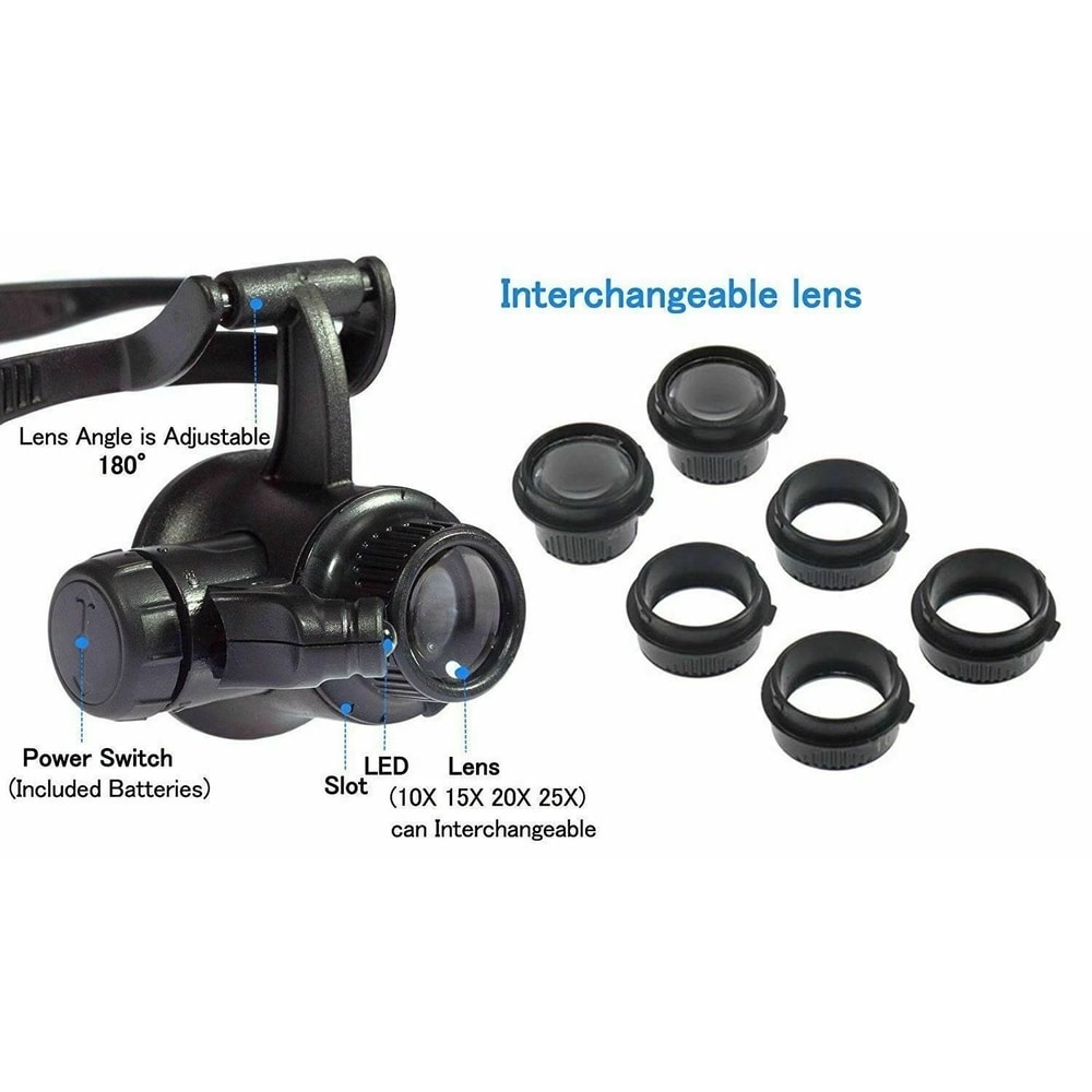 Double Eye LED Magnifying Glass For Jewelry Watch Repair With Lenses 3