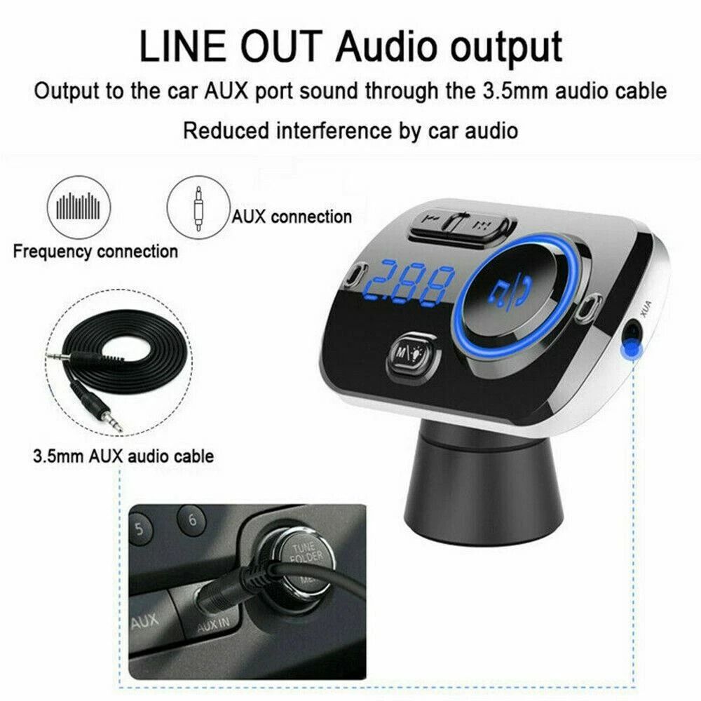 Handsfree Bluetooth FM Transmitter Car Kit Wireless MP3 Player USB Adapter For Easy Connectivity 3