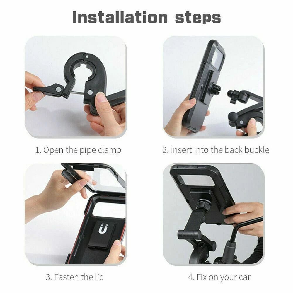 Motorcycle Handlebar Phone Mount With Waterproof Case For IPhone Samsung 4