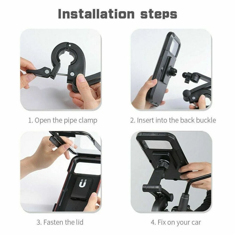 Motorcycle Handlebar Phone Mount With Waterproof Case For IPhone Samsung 4